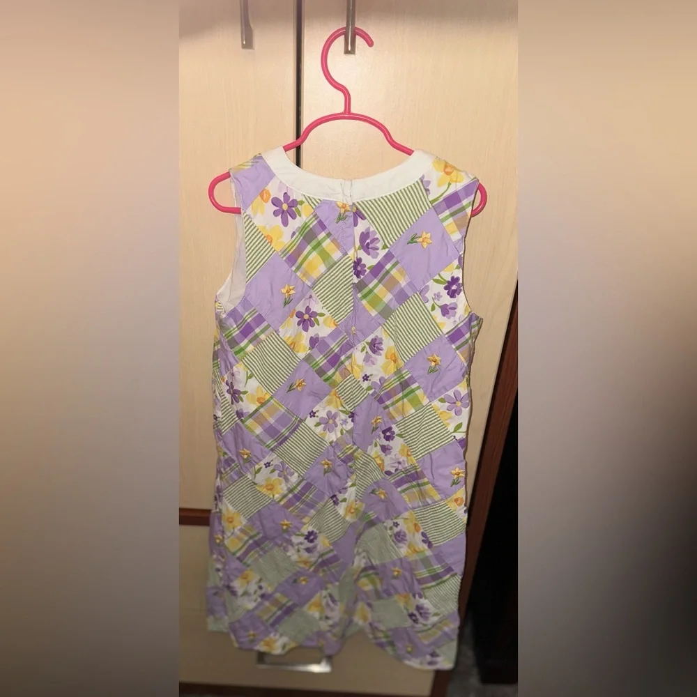 Gymboree Girls Floral Patchwork Sleeveless Dress Size 12 Purple Green